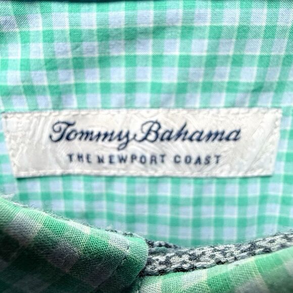 Tommy Bahama Men's XL Teal Gingham Casual Button-Down Shirt Long Sleeve‎ - Picture 4 of 10